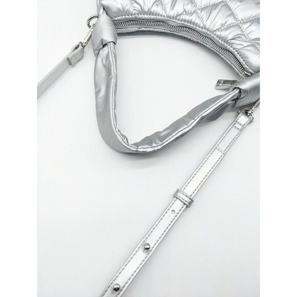 INC International Concepts Olivya quilted nylon small shoulder crossbody -SILVER - Picture 5 of 9